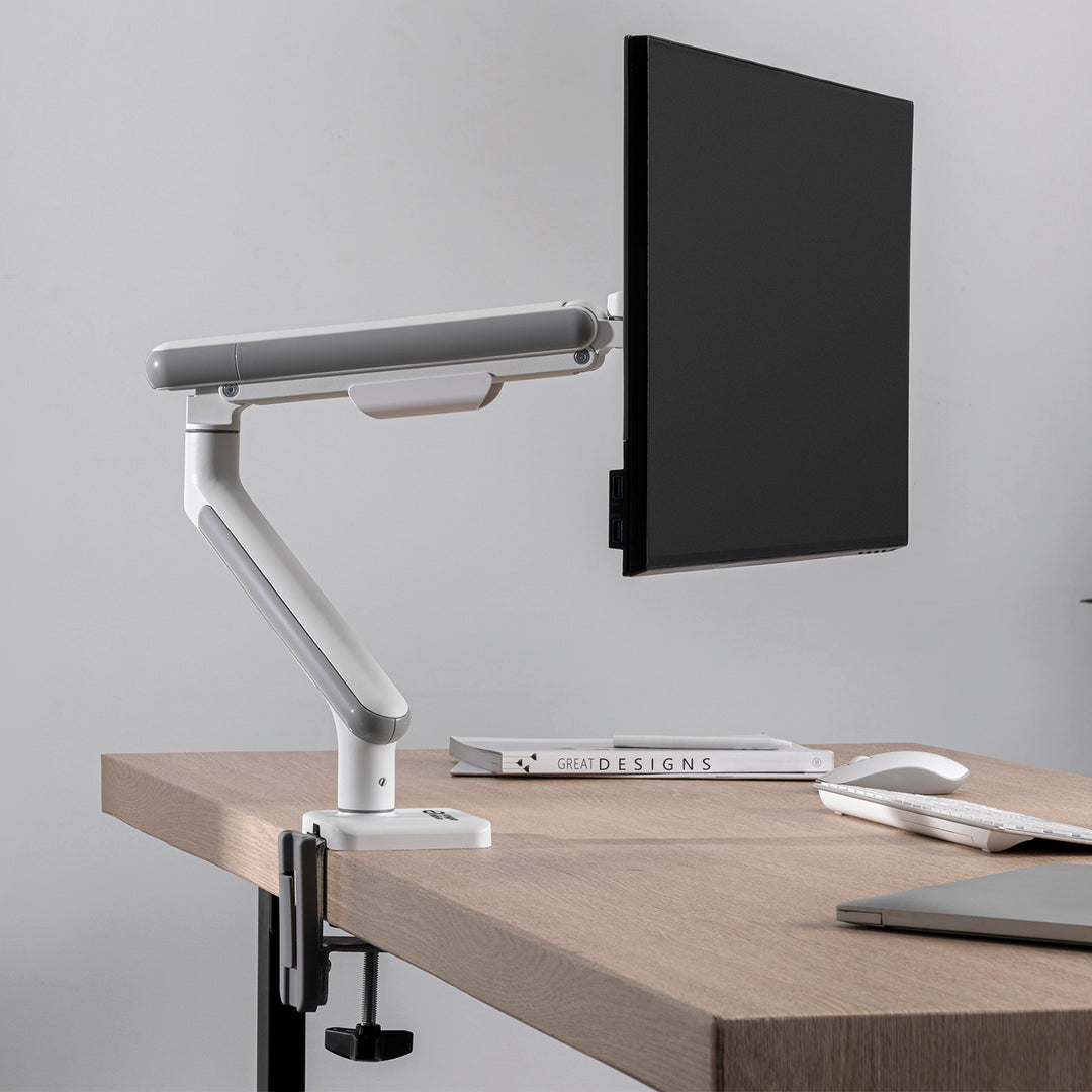 Ergo Office ER-451 Monitorhalterung mit Gasfeder Halterung für 17-32" Bildschirme bis zu 9 kg Monitorarm Doppelarm Tischhalterung Schwenkbar Neigbar Drehbar VESA 75x75 und 100x100