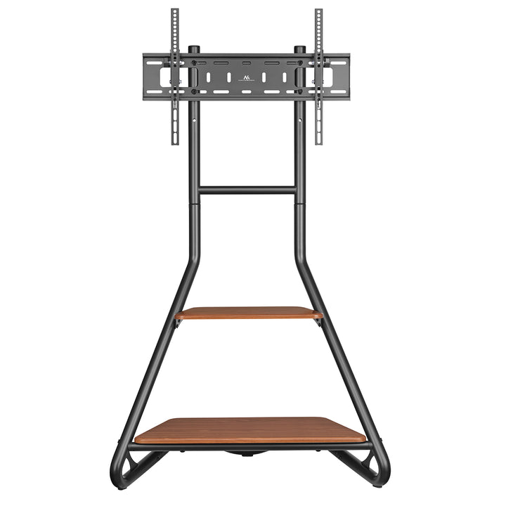 Eck-TV-Ständer im Bauhaus-Stil, Freistehender TV-Halter mit Zwei Ebenen aus Holz, Belastbarkeit bis zu 10 kg, TV-Halterung bis zu 40 kg, 37-75'', Max. VESA 600x400, Max. Höhe 1460 mm