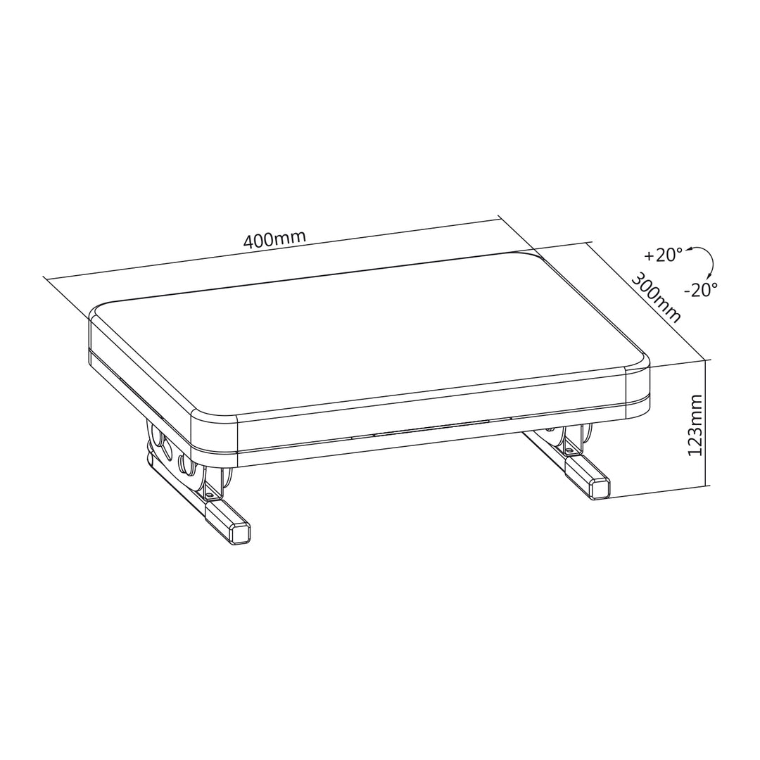 Ergonomische Fußstütze mit Abnehmbarem Kissen und verstellbarem Neigungswinkel von +20 bis -20° Schreibtisch Fußauflage Fußbank für Büro und Zuhause 400x300mm