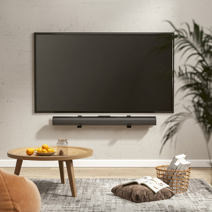 Universal Soundbar Halterung bis 15kg Lautsprecherhalterung für die VESA Montage unter oder über TV/oder Wandmontage Einstellbare Tiefe: 86-155 mm