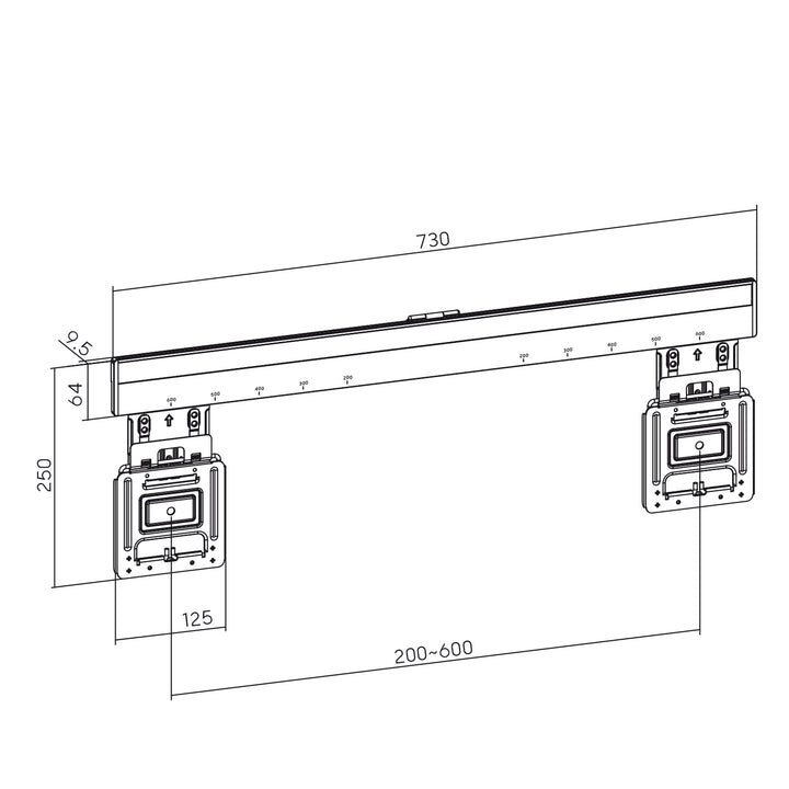 Ultraflache Wandhalterung für 37-80" Flach & Curved Fernseher bis zu 75kg Max. VESA 600x400 Universal TV Halterung