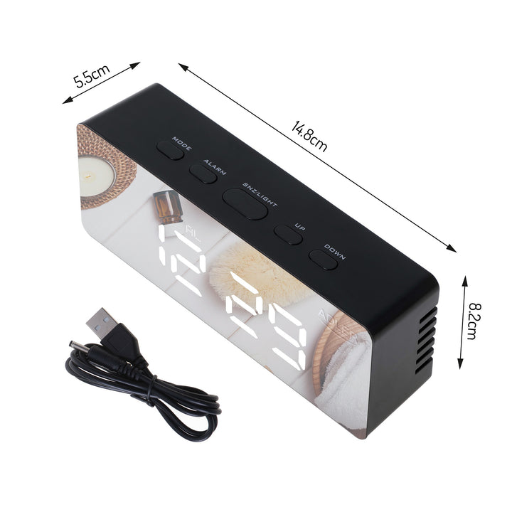Wecker mit Raumtemperaturanzeige Alarm Datumsanzeige Weckeranzeige Hintergrundbeleuchtung Tischuhr Temperaturanzeige USB- oder batteriebetrieben (Schwarz)