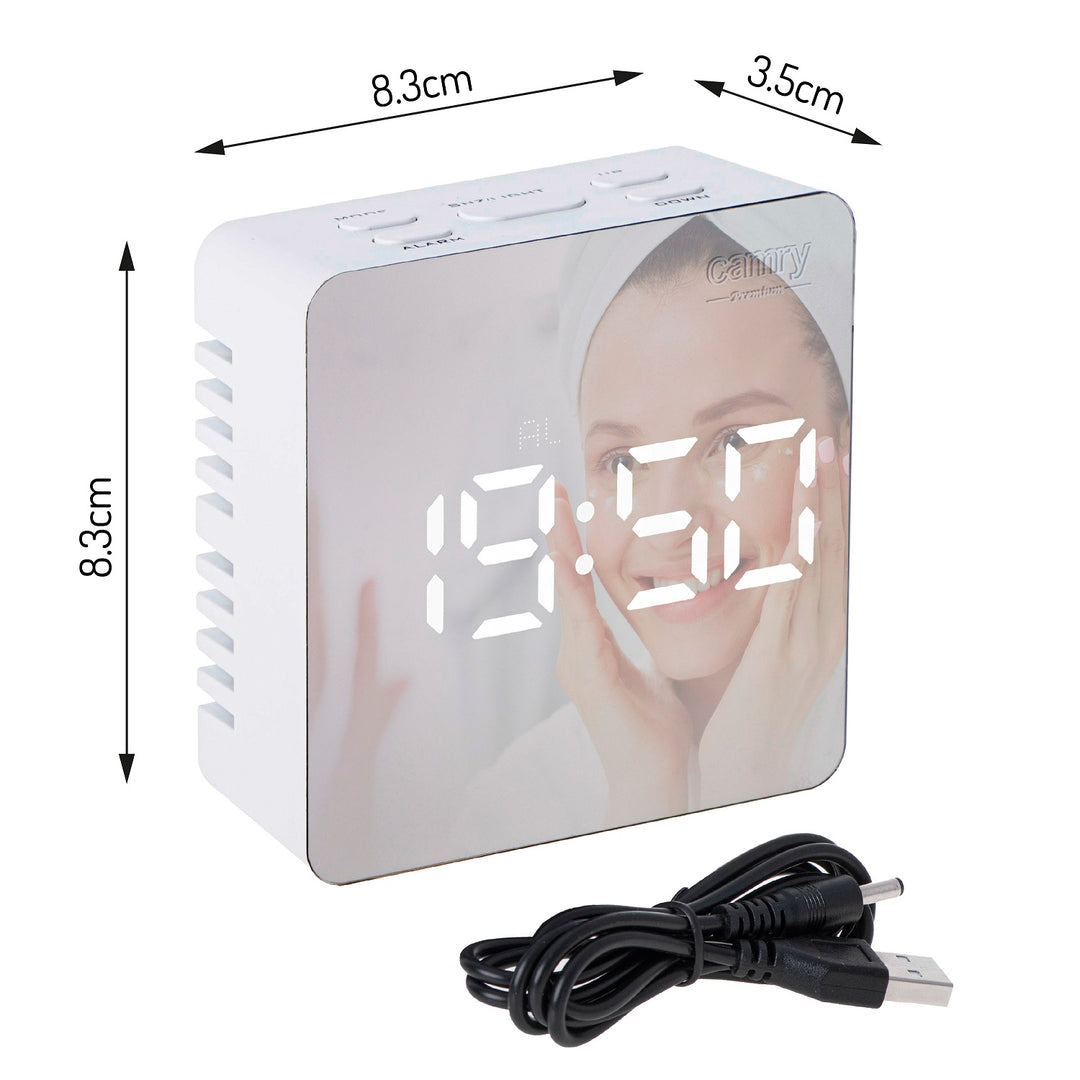 Wecker mit Raumtemperaturanzeige Alarm Datumsanzeige Weckeranzeige Hintergrundbeleuchtung Tischuhr Temperaturanzeige USB- oder batteriebetrieben (Weiß)