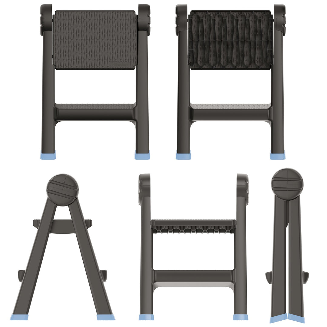 Keden Titan Ladder Trittleiter Klapptritt mit 2 Stufen Werkstattleiter Belastbar bis 150kg rutschfest Kunststoff 47x43x63 cm