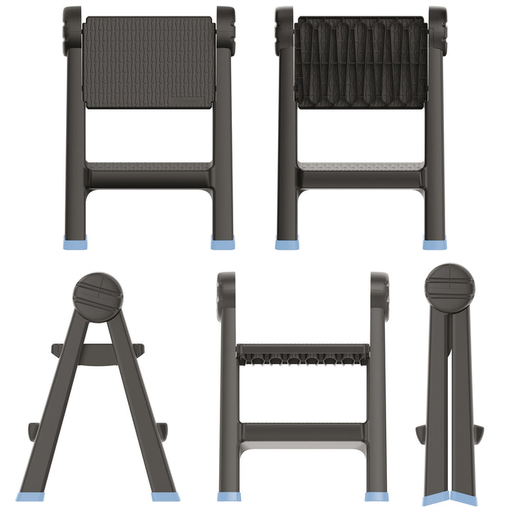 Keden Titan Ladder Trittleiter Klapptritt mit 2 Stufen Werkstattleiter Belastbar bis 150kg rutschfest Kunststoff 47x43x63 cm