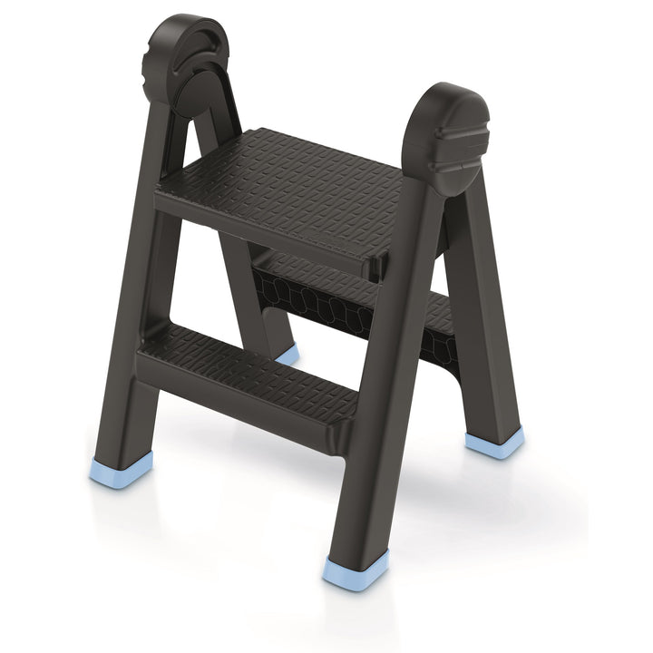 Keden Titan Ladder Trittleiter Klapptritt mit 2 Stufen Werkstattleiter Belastbar bis 150kg rutschfest Kunststoff 47x43x63 cm