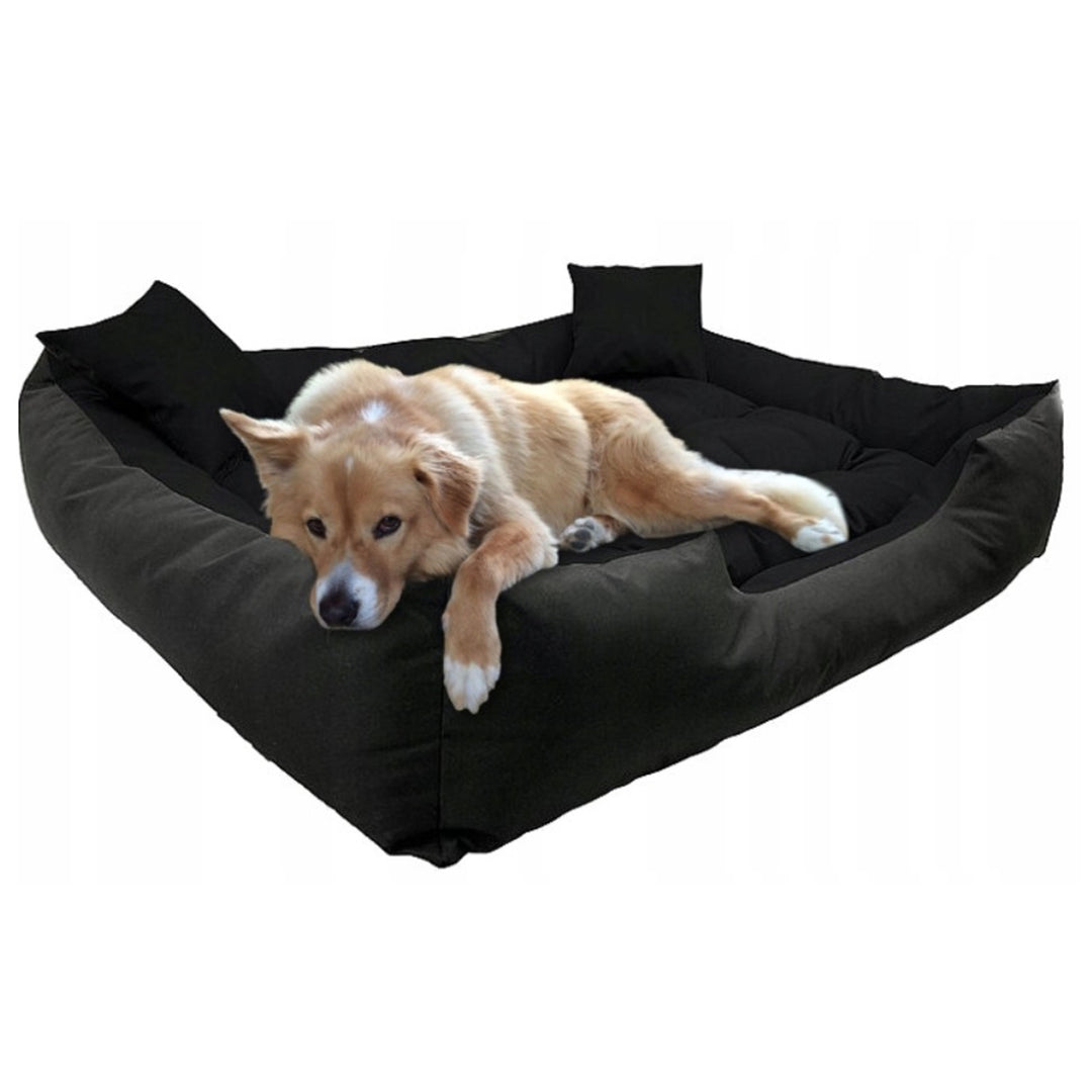 Ecco Hunde- und Katzenbett mit Kissen Wasserdichtes Nylon Hundekissen Hundekorb Haustierbett Waschbar Wasserdichtes Material Innenmaße: 40x30 / Außenmaße: 55x45cm Schwarz