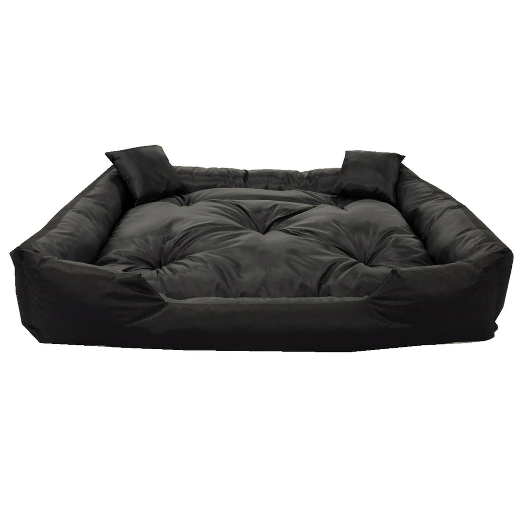 Ecco Hunde- und Katzenbett mit Kissen Wasserdichtes Nylon Hundekissen Hundekorb Haustierbett Waschbar Wasserdichtes Material Innenmaße: 40x30 / Außenmaße: 55x45cm Schwarz