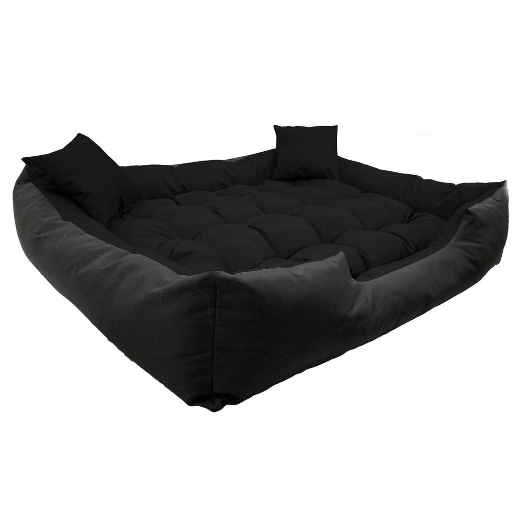 Ecco Hunde- und Katzenbett mit Kissen Wasserdichtes Nylon Hundekissen Hundekorb Haustierbett Waschbar Wasserdichtes Material Innenmaße: 40x30 / Außenmaße: 55x45cm Schwarz