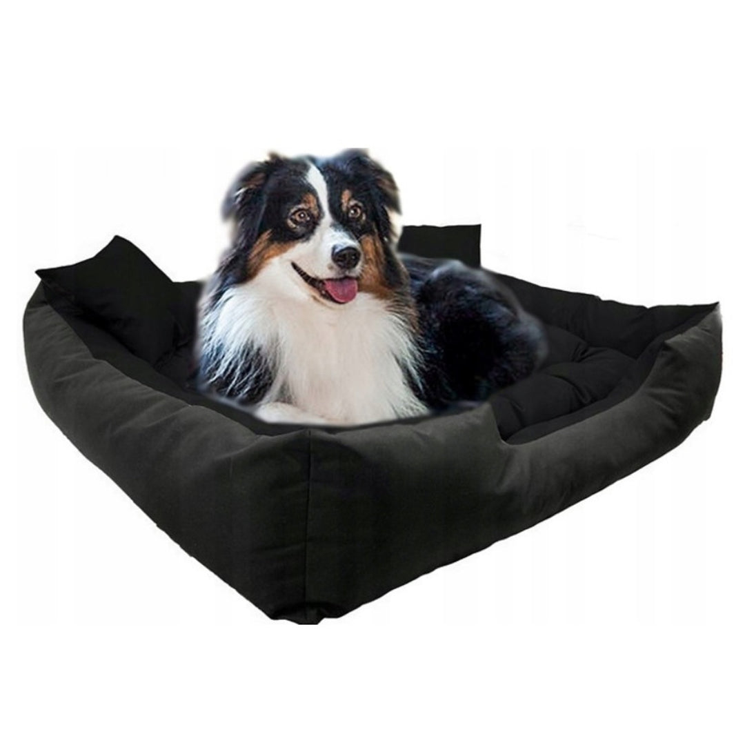 Ecco Hunde- und Katzenbett mit Kissen Wasserdichtes Nylon Hundekissen Hundekorb Haustierbett Waschbar Wasserdichtes Material  Schwarz