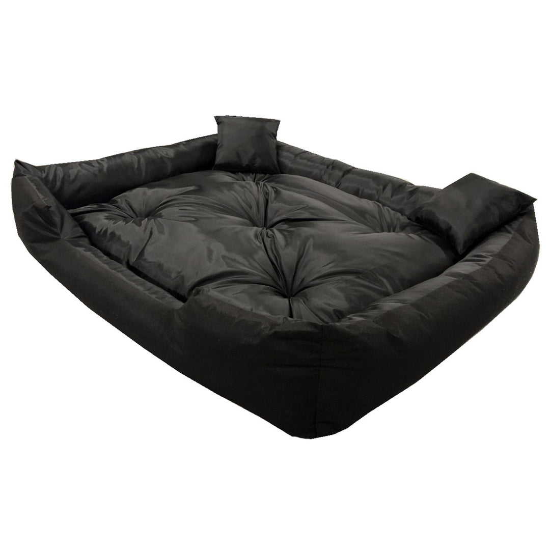 Ecco Hunde- und Katzenbett mit Kissen Wasserdichtes Nylon Hundekissen Hundekorb Haustierbett Waschbar Wasserdichtes Material Innenmaße: 115x90 / Außenmaße: 130x105cm, Schwarz