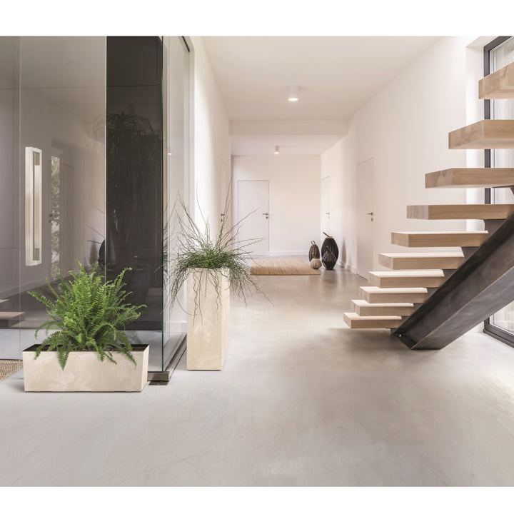 Prosperplast Urbi Case Beton Effect Pflanzkübel mit Innentopf Pflanztrog Blumentrog für Innen- und Außenbereich Rechteckig Kunststoff 77x23,5x24,6cm (Anthrazit)