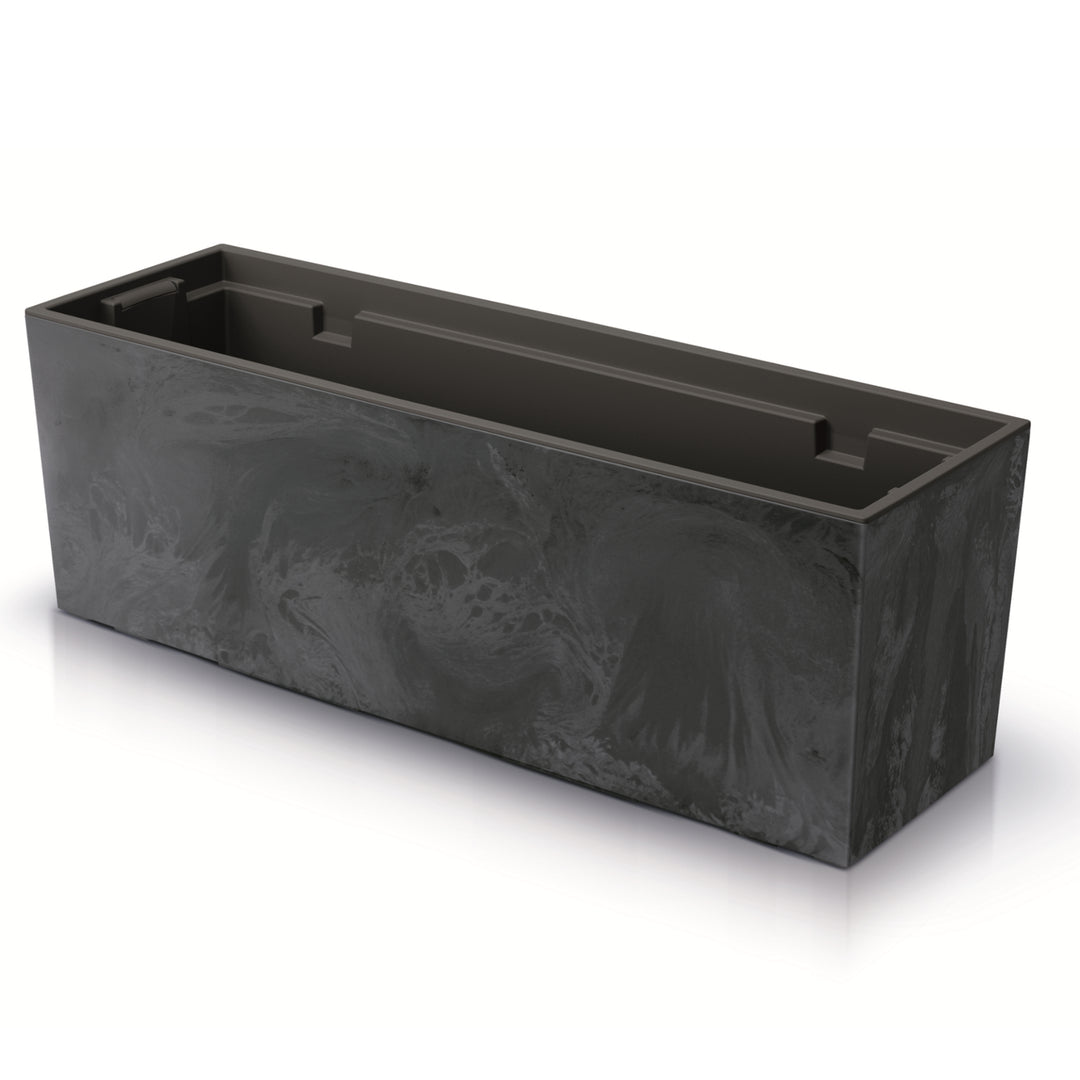Prosperplast Urbi Case Beton Effect Pflanzkübel mit Innentopf Pflanztrog Blumentrog für Innen- und Außenbereich Rechteckig Kunststoff 77x23,5x24,6cm (Anthrazit)