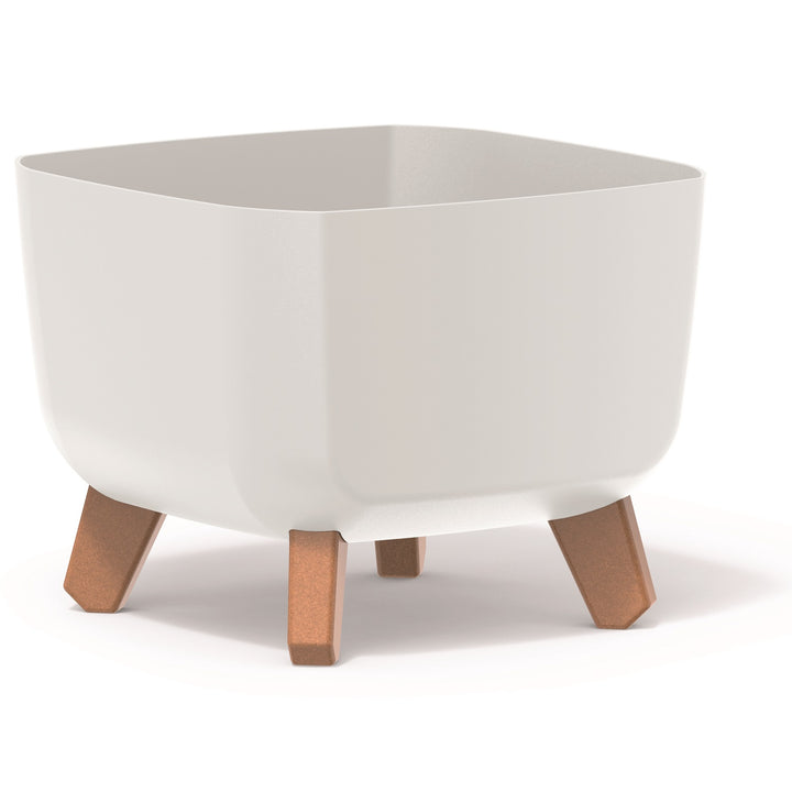 Prosperplast Gracia Square Blumentopf mit abnehmbaren Beinen inkl. Einsatz für Innen- und Außenbereich Pflanzgefäß Quadratisch Kunststoff UV-beständig 24x24x18,7cm Weiß