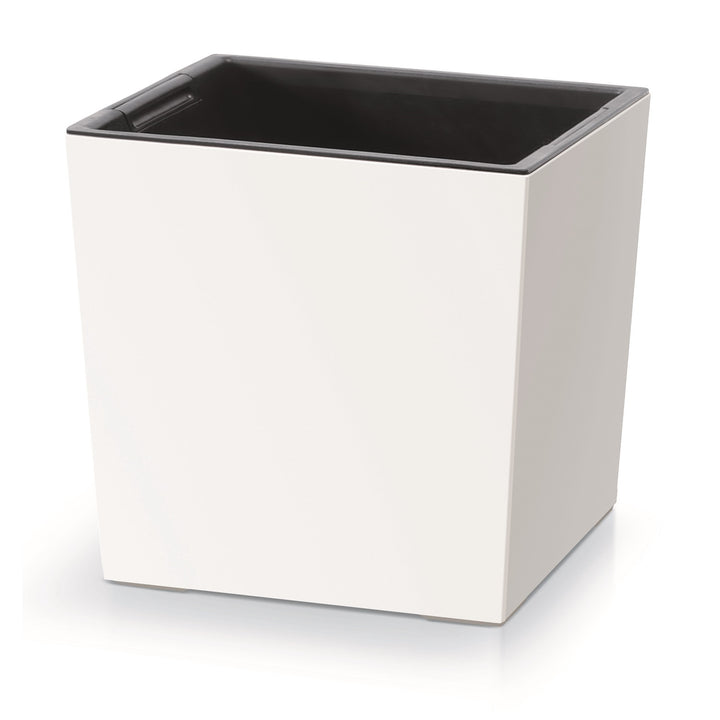 Prosperplast 2in1 Blumentopf mit Innenkübel Übertopf Pflanzentopf Kräutertopf Pflanzkübel Kunststoff Quadratisch 29,5 cm x 29,5 cm x 29 cm (Weiß)