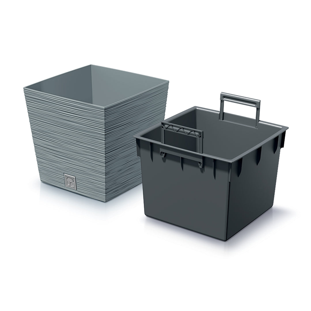 Prosperplast Furu Square Low Pot mit Einsatz DFS300-422U - Farbe Beton (grau)
