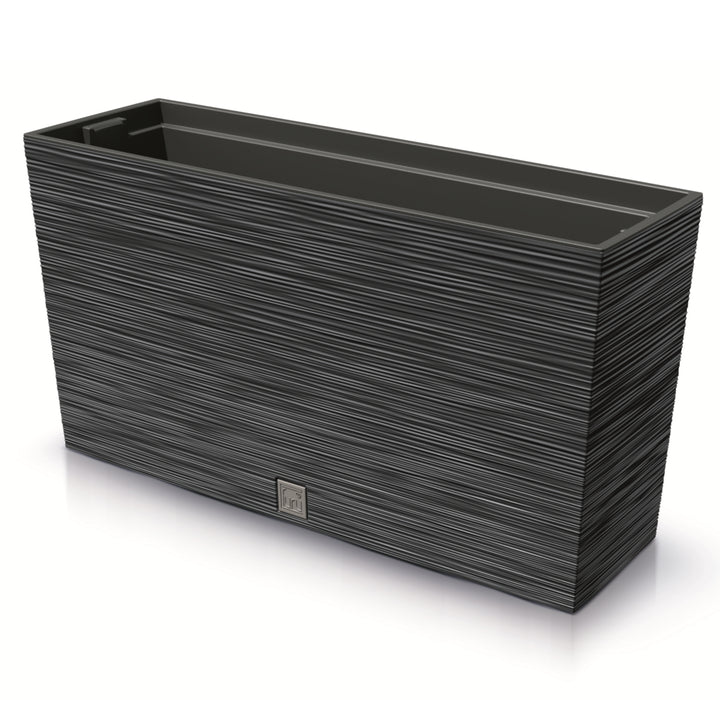 Prosperplast Furu Case Middle Pflanzkübel mit Innentopf Pflanztrog Blumentrog für Innen- und Außenbereich Rechteckig Kunststoff 77x23,5x41cm (Anthrazit)