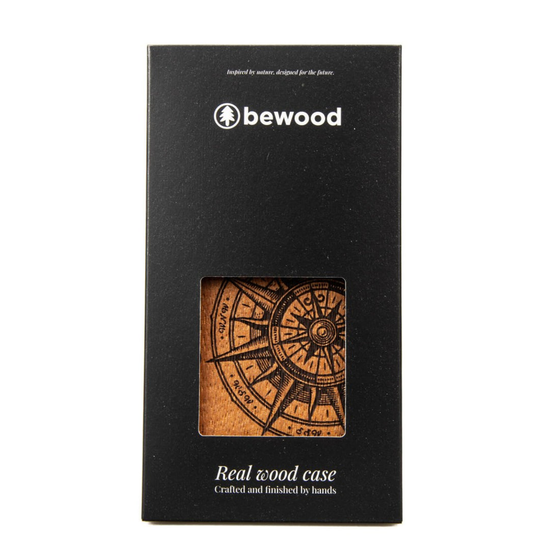 Bewood Handyhülle Holzetui Kompatibel mit iPhone 14 Pro Schutzhülle Hergestellt aus Naturholz Handwerkliche Präzision (Traveler/Merbau)