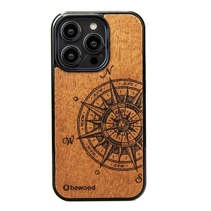 Bewood Handyhülle Holzetui Kompatibel mit iPhone 14 Pro Schutzhülle Hergestellt aus Naturholz Handwerkliche Präzision (Traveler/Merbau)