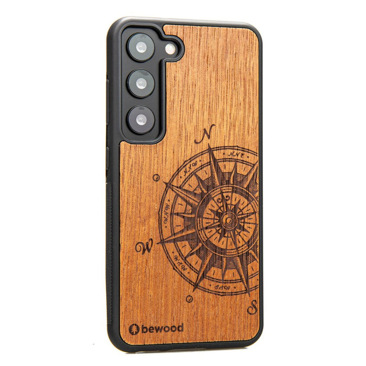 Bewood Handyhülle Holzetui Kompatibel mit Samsung Galaxy S23 Schutzhülle Hergestellt aus Naturholz Handwerkliche Präzision (Traveler/Merbau)