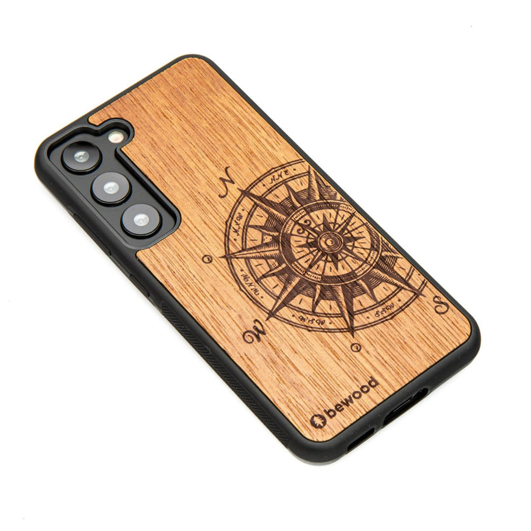 Bewood Handyhülle Holzetui Kompatibel mit Samsung Galaxy S23 Schutzhülle Hergestellt aus Naturholz Handwerkliche Präzision (Traveler/Merbau)