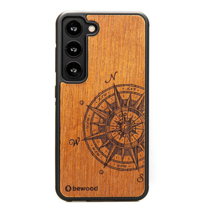 Bewood Handyhülle Holzetui Kompatibel mit Samsung Galaxy S23 Schutzhülle Hergestellt aus Naturholz Handwerkliche Präzision (Traveler/Merbau)