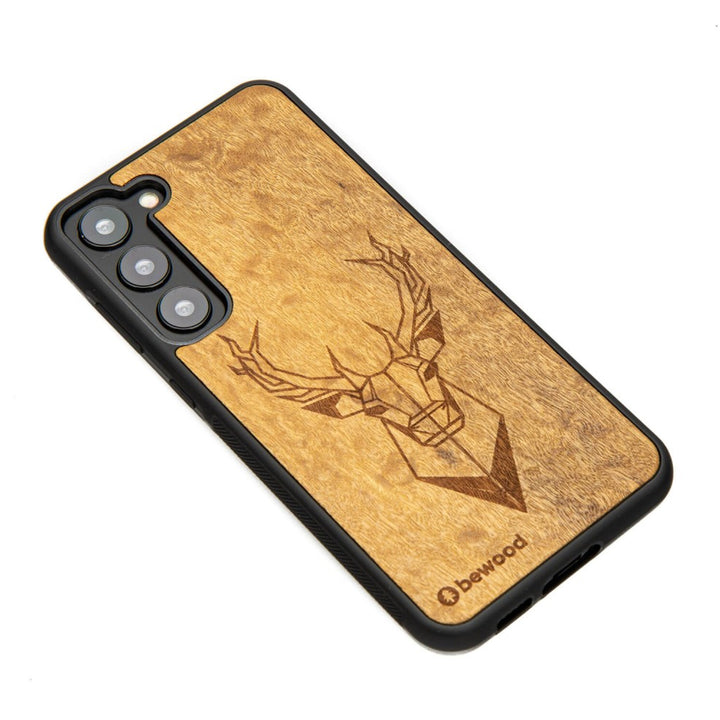 Bewood Handyhülle Holzetui Kompatibel mit Samsung Galaxy S23 Plus Schutzhülle Hergestellt aus Naturholz Handwerkliche Präzision (Hirsch/Imbuia)