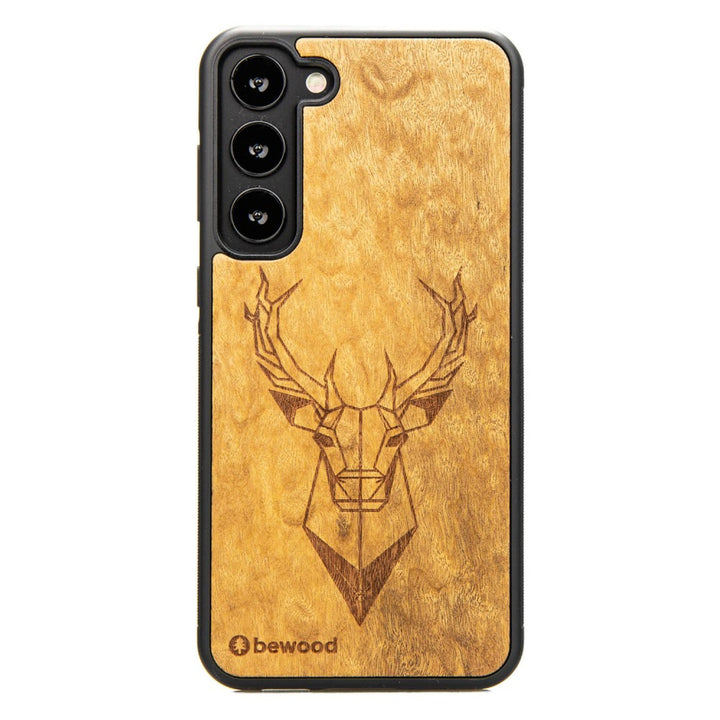 Bewood Handyhülle Holzetui Kompatibel mit Samsung Galaxy S23 Plus Schutzhülle Hergestellt aus Naturholz Handwerkliche Präzision (Hirsch/Imbuia)