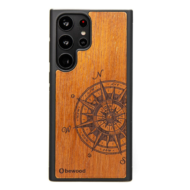Bewood Handyhülle Holzetui Kompatibel mit Samsung Galaxy S23 Ultra Schutzhülle Hergestellt aus Naturholz Handwerkliche Präzision  (Traveler/Merbau)