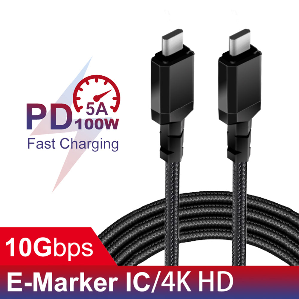 Kabel 2 x USB-C 100W Maclean, unterstützt PD, Datenübertragung bis zu 10Gbps, 5A, schwarz, Länge 1m, MCE491