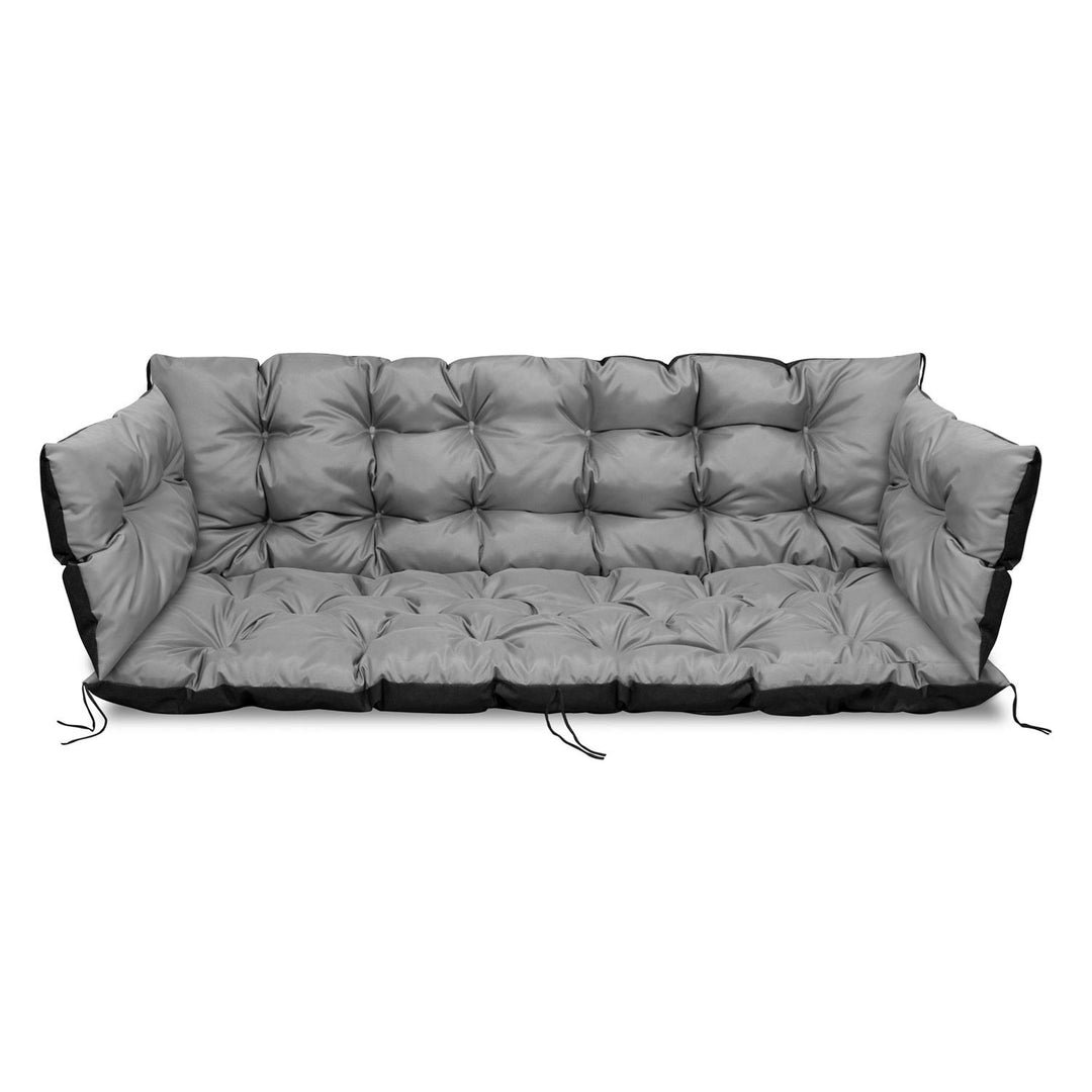 Gesteppte Gartenbank Kissen Wasserdicht 120x60x50 mit Seitenkissen 50x30cm 1+2 3-teiliges Set Grau