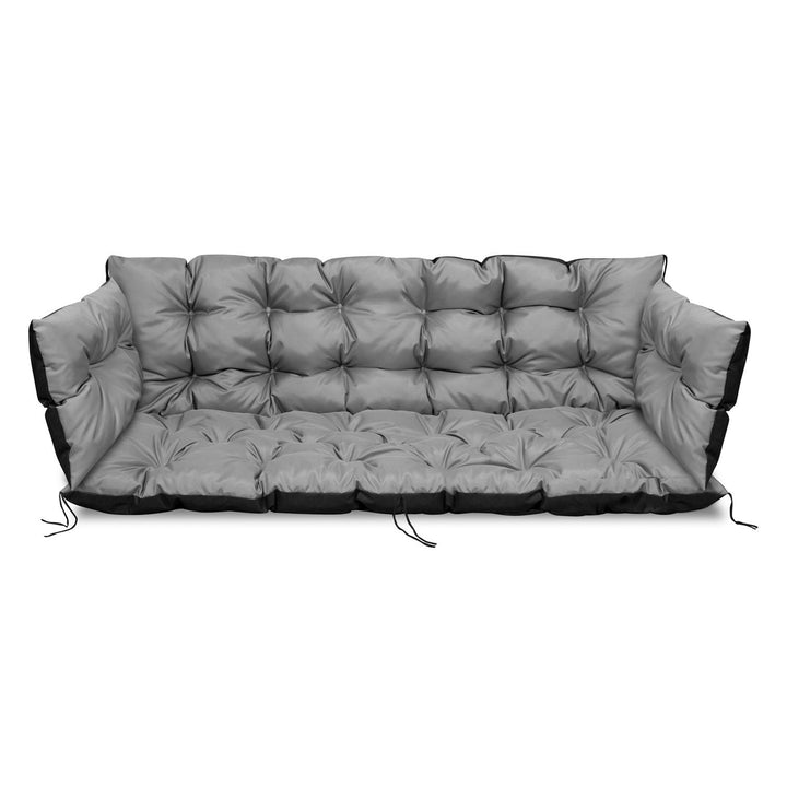 Gesteppte Gartenbank Kissen Wasserdicht 120x60x50 mit Seitenkissen 50x30cm 1+2 3-teiliges Set Grau