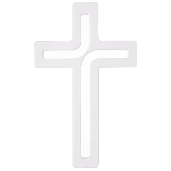Hängendes Kreuz aus Buchenholz Modern Wandkreuz Kruzifix Glatte Oberfläche Hängend Holzkreuz (Weiß, 25x16x1,6cm)