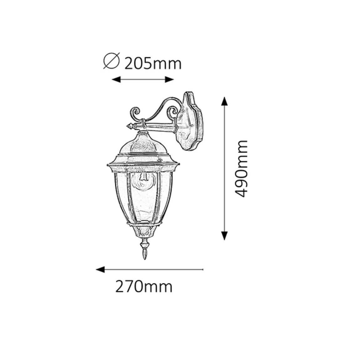 Rabalux Toronto 8381 Wandleuchte mit E27 Gewinde und 60W. Schutzart IP44. Farbe antik gold