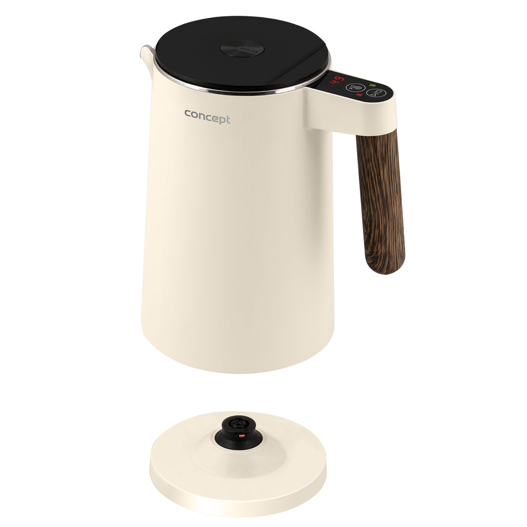 Concept Norwood Wasserkocher aus Edelstahl mit Temperaturregelung 45/60/70/85/90/95/100°C KEEP WARM-Funktion 1,5L 1850-2200 W (Vanille)