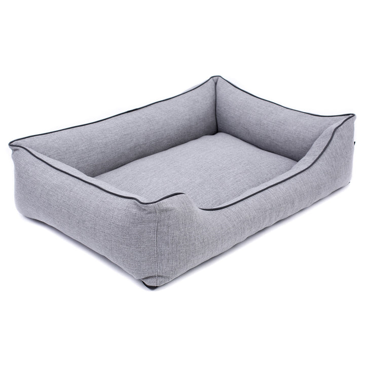 Mestizo Mallorca Comfort Haustierbett Hundekorb Tierbett Hundesofa aus Strapazierfähigem Polsterstoff (Außenmaße: 65x50cm / Innenmaße: 41x27cm, Hellgrau/schwarz)