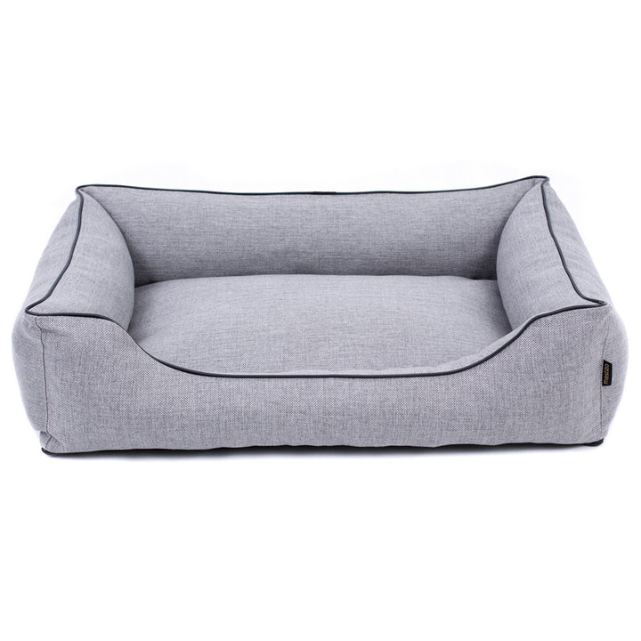 Mestizo Mallorca Comfort Haustierbett Hundekorb Tierbett Hundesofa aus Strapazierfähigem Polsterstoff (Außenmaße: 65x50cm / Innenmaße: 41x27cm, Hellgrau/schwarz)