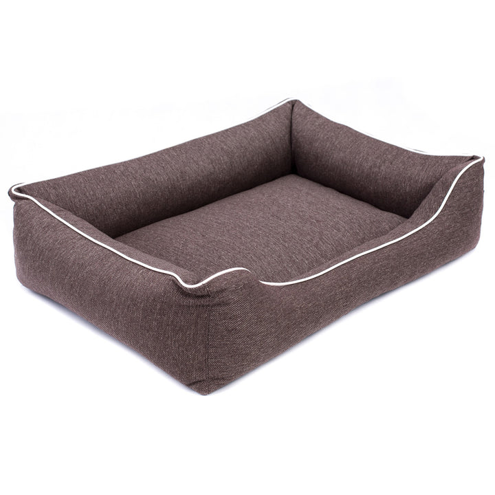 Haustierbett Hundekorb Tierbett Hundesofa Außenmaße: 80x60cm / Innenmaße: 56x40cm, Braun/weiß Mestizo Mallorca Comfort