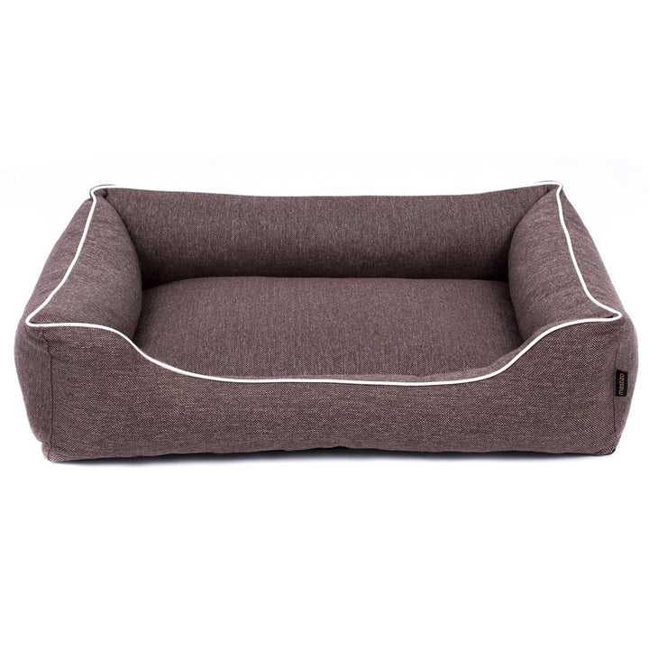 Haustierbett Hundekorb Tierbett Hundesofa Außenmaße: 80x60cm / Innenmaße: 56x40cm, Braun/weiß Mestizo Mallorca Comfort