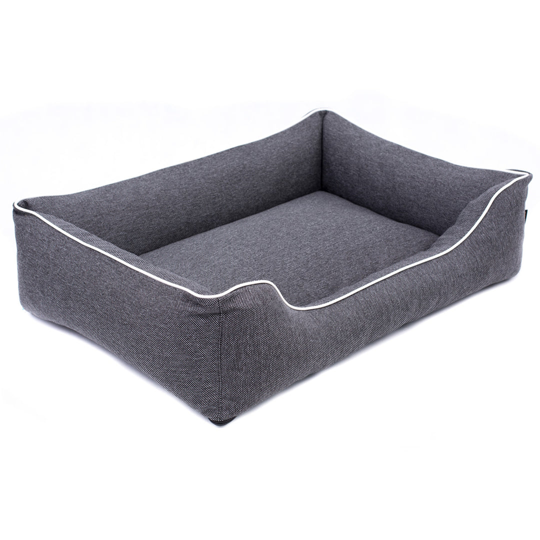 Haustierbett Hundekorb Tierbett Hundesofa  Mestizo Mallorca Comfort Polsterstoff Außenmaße: 80x60cm / Innenmaße: 56x40cmDunkel grau/weiß