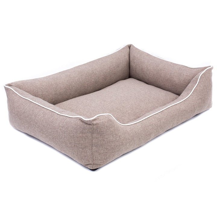 Mestizo Mallorca Comfort Haustierbett Hundekorb Tierbett Hundesofa aus Strapazierfähigem Polsterstoff (Außenmaße: 100x75cm / Innenmaße: 70x53cm, Beige/weiß)