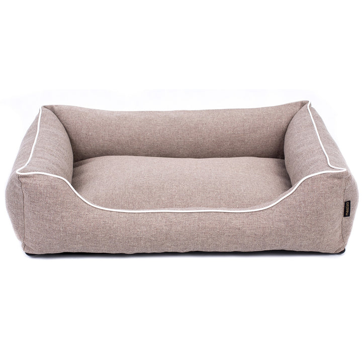 Mestizo Mallorca Comfort Haustierbett Hundekorb Tierbett Hundesofa aus Strapazierfähigem Polsterstoff (Außenmaße: 100x75cm / Innenmaße: 70x53cm, Beige/weiß)