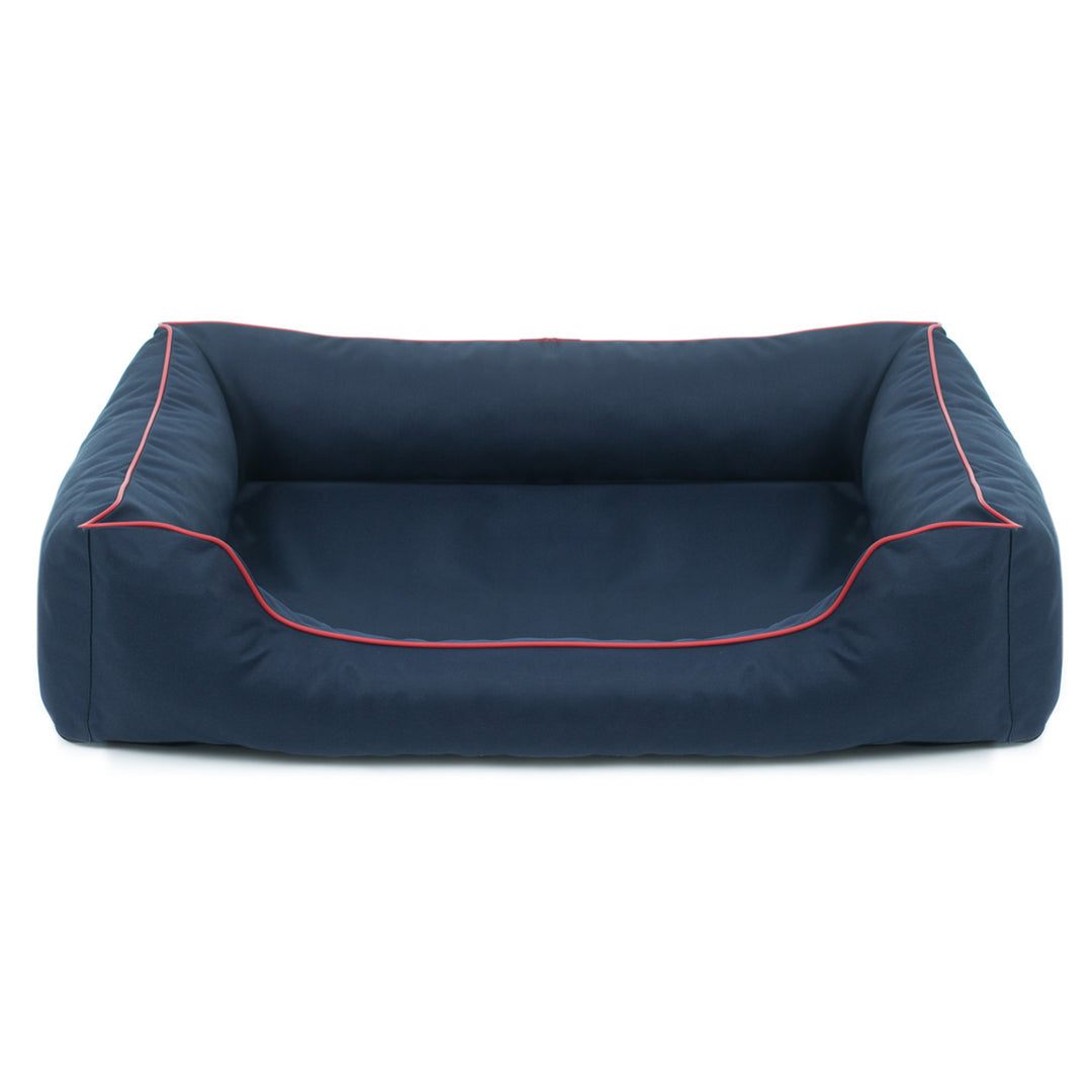 Mestizo Valencia Orthopedic Orthopädisches Haustierbett Hundekorb Tierbett Hundesofa Außenmaße: 65x50cm / Innenmaße: 41x27cm, Marine/Rot