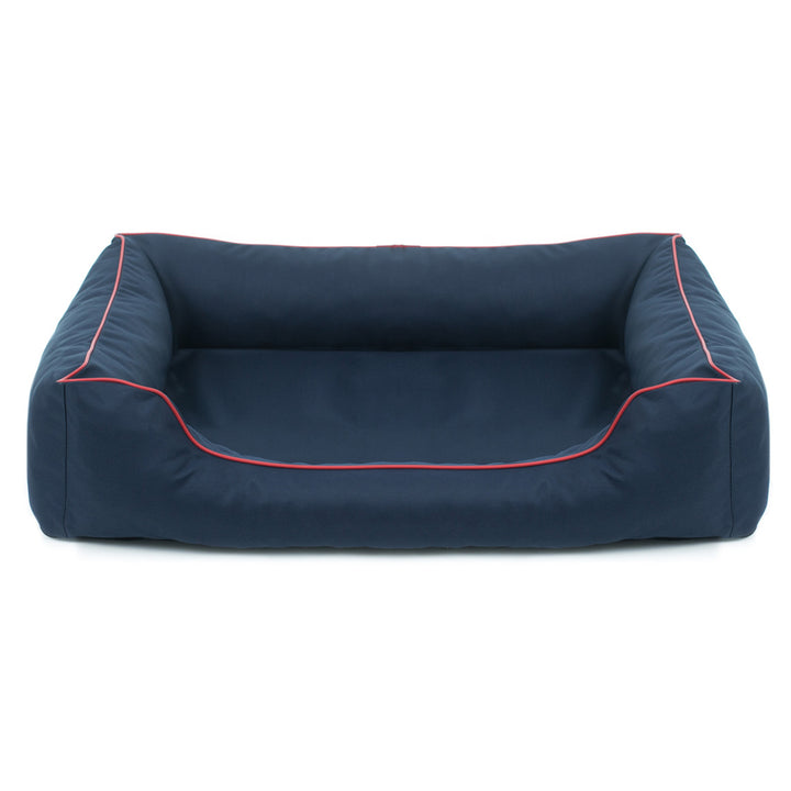 Mestizo Valencia Orthopedic Orthopädisches Haustierbett Hundekorb Tierbett Hundesofa Außenmaße: 65x50cm / Innenmaße: 41x27cm, Marine/Rot