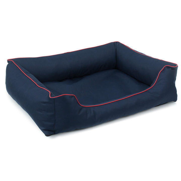 Mestizo Valencia Orthopedic Orthopädisches Haustierbett Hundekorb Tierbett Hundesofa Außenmaße: 65x50cm / Innenmaße: 41x27cm, Marine/Rot