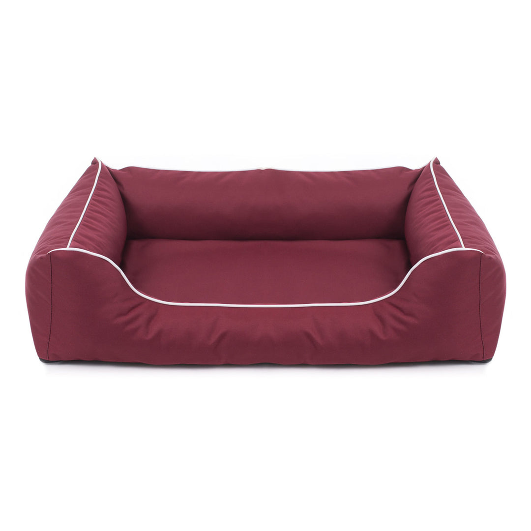 Mestizo Valencia Orthopedic Orthopädisches Haustierbett Hundekorb Tierbett Hundesofa Außenmaße: 80 x 60 cm / Innenmaße: 56 x 40 cm Weinrot/Weiß