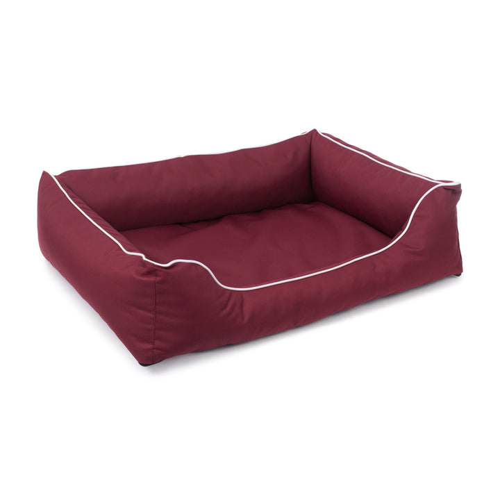 Mestizo Valencia Orthopedic Orthopädisches Haustierbett Hundekorb Tierbett Hundesofa Außenmaße: 80 x 60 cm / Innenmaße: 56 x 40 cm Weinrot/Weiß