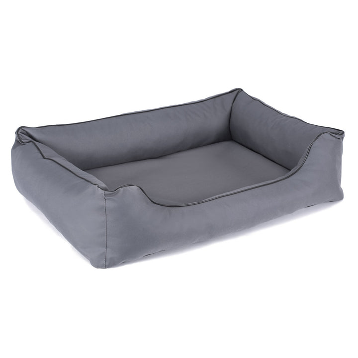 Mestizo Valencia Orthopedic Orthopädisches Haustierbett Hundekorb Tierbett Hundesofa Bezug aus wasserdichtem Polyestergewebe Cordura (Außenmaße: 80 x 60 cm / Innenmaße: 56 x 40 cm) Hellgrau/Schwarz