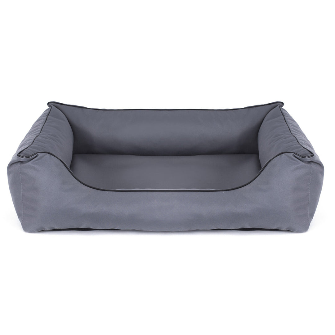 Mestizo Valencia Orthopedic Orthopädisches Haustierbett Hundekorb Tierbett Hundesofa Bezug aus wasserdichtem Polyestergewebe Cordura (Außenmaße: 100x75 cm / Innenmaße: 70x53 cm) Hellgrau/Schwarz