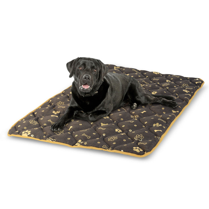 Prestige Hundebett Hundematte Haltbare wasserdichte Hundematratze mit einem Muster aus goldenen Knochen in Braun (120x80cm)